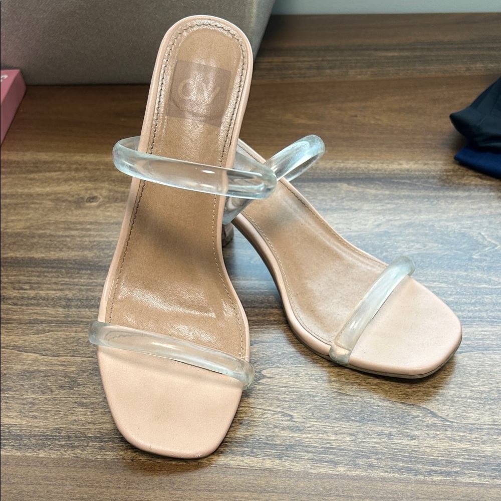 DV by Dolce Vita Clear Strap Nude Heels